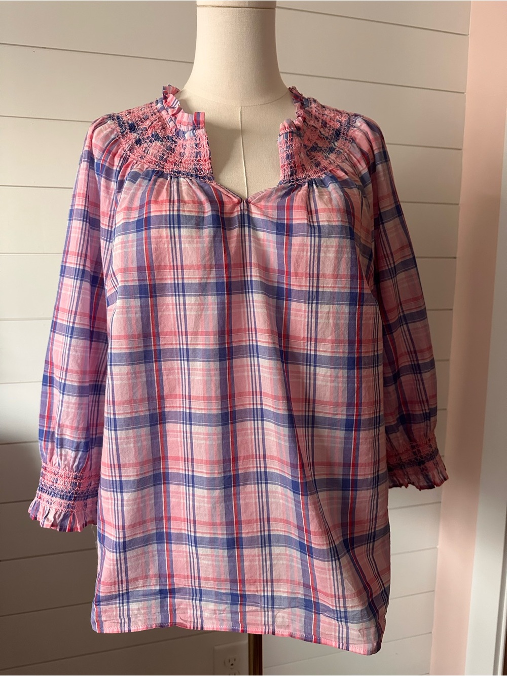 Cottagecore Feminine Plaid Blouse